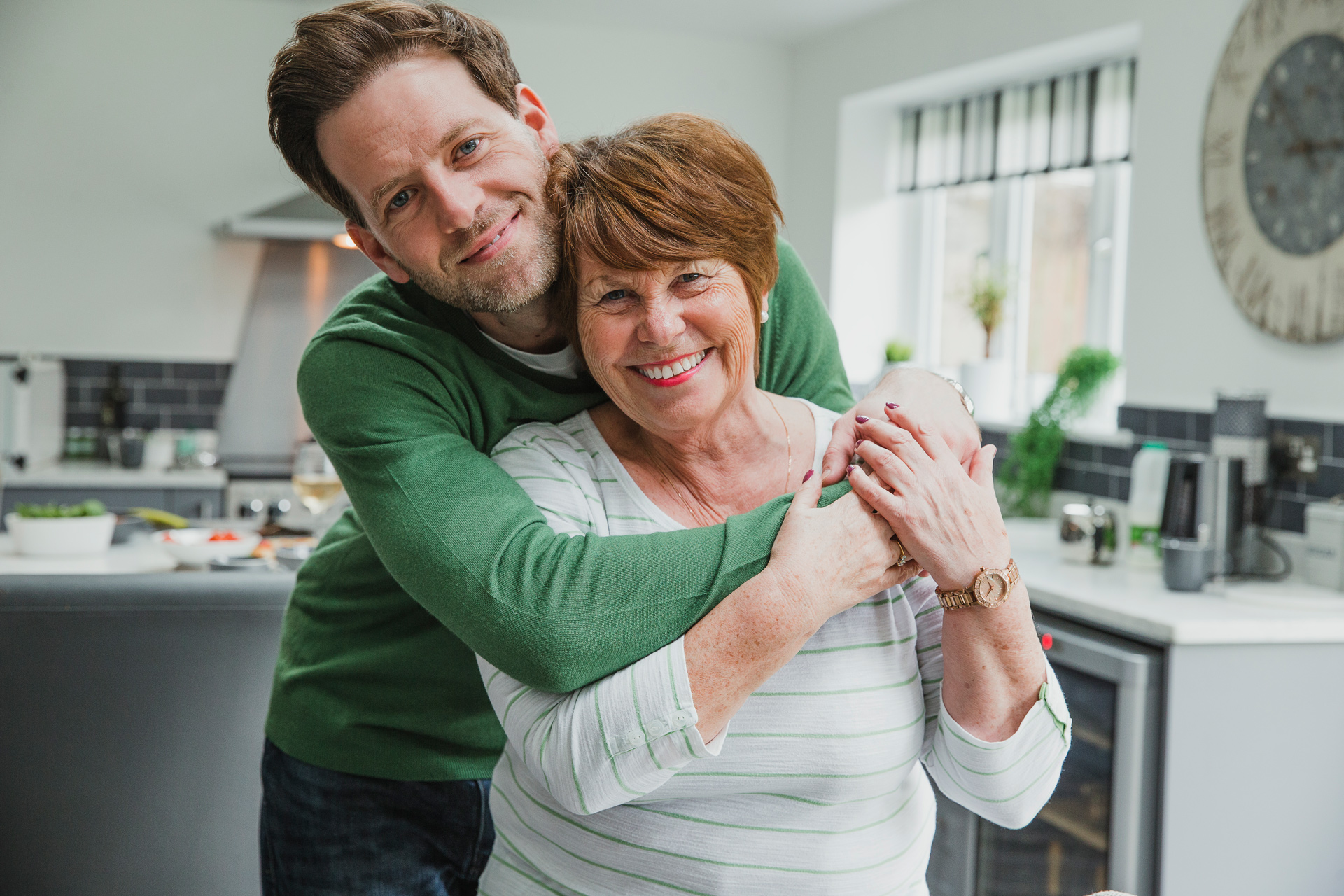 Man hugging mother